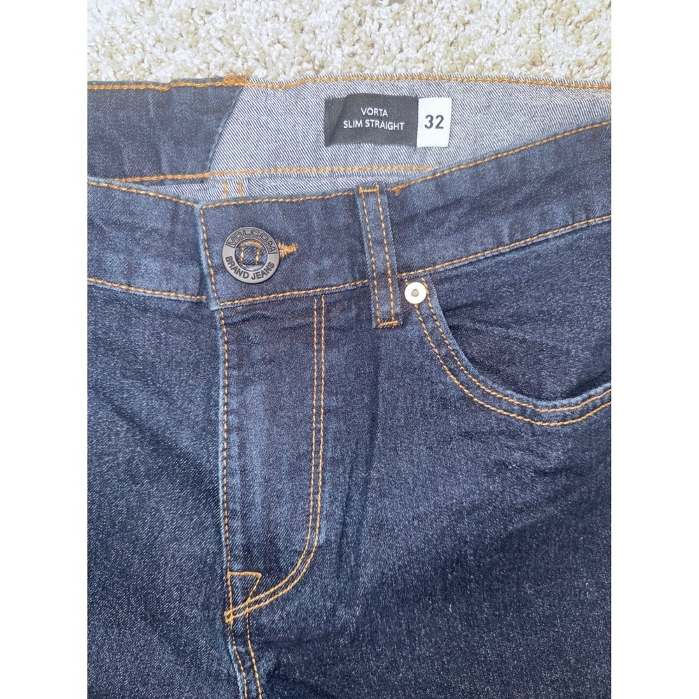 Volcom Vorta Slim Straight Stretch Denim Jeans Blue Mens Size 32x30 NEW - Picture 4 of 10
